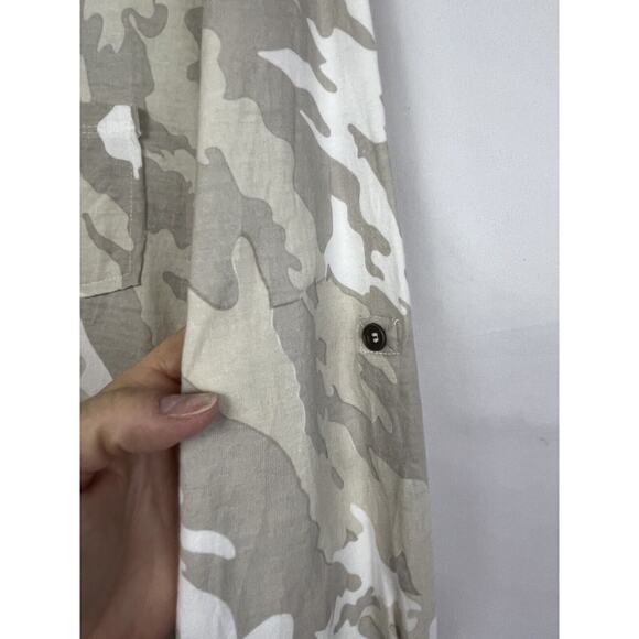 Karyn Seo Women Medium Camo Lagen Look Embroidered Long Sleeve Button Up Shirt - Picture 9 of 9